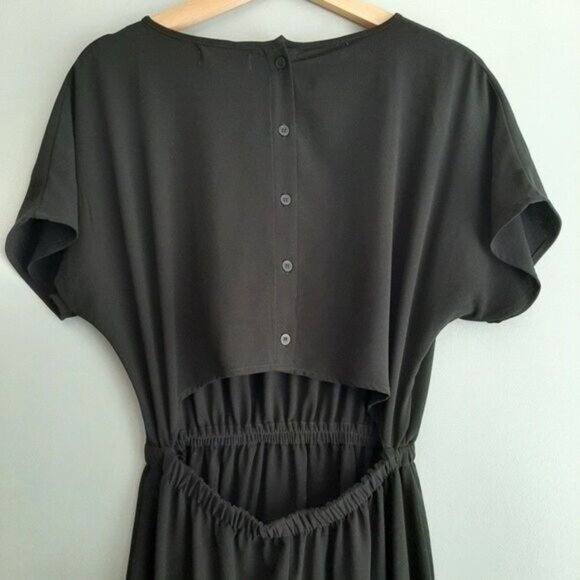 OAK + FORT / Open Cut-Out Back Midi Dres Black Flowy Sz S - Picture 8 of 13